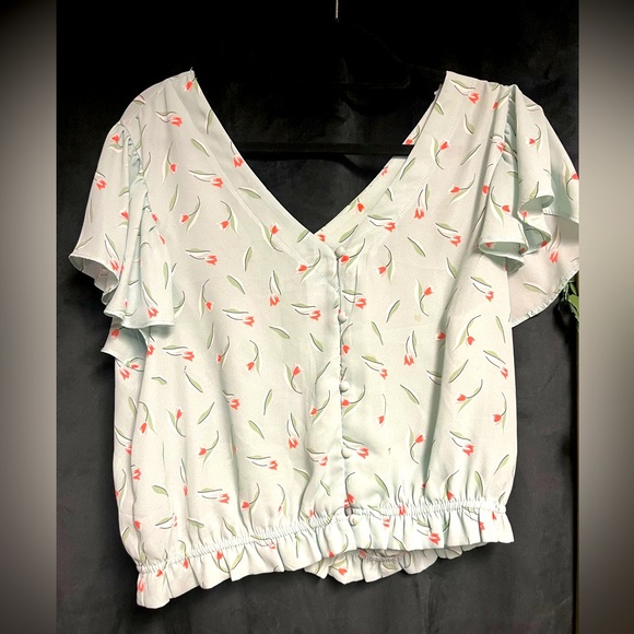 Light blue floral print blouse - Picture 1 of 3